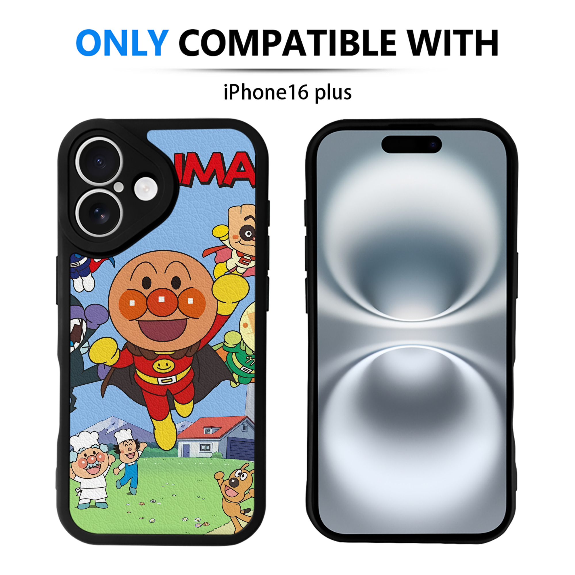 （画像用） アンパンマン Anpanman 【iPhone 16シリーズ対応】シリコンスマホケース（レザー調） 材質：シリコン